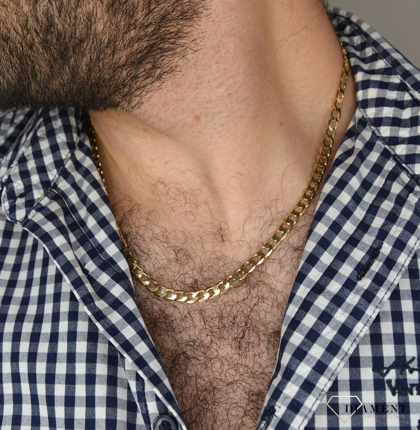 Złoty łańcuszek 585 pancerka 6 mm DIA-LAN-1114-585 6mm ✅ Złoty łańcuszek o splocie pancerki ✅.jpg